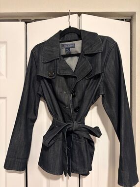 Baccini Charcoal Gray Belted Trench Coat